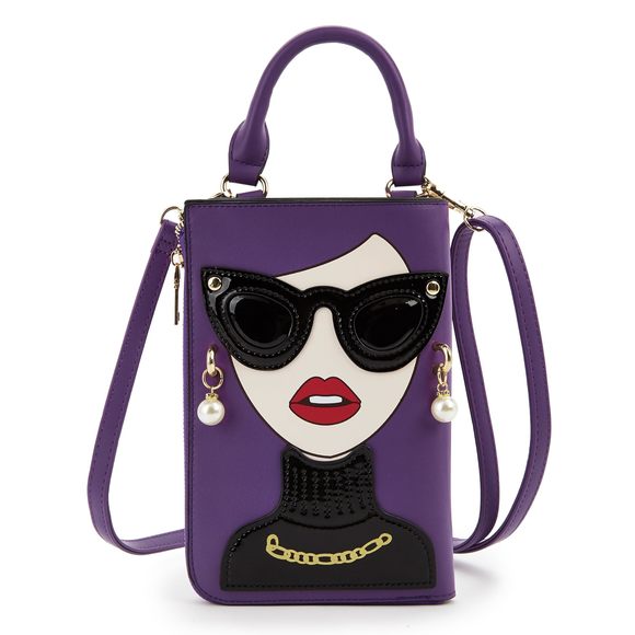 Novelty Lady Face Shoulder Bags Funky Pu Leather Top Handle Satchel V >:) - Picture 1 of 7